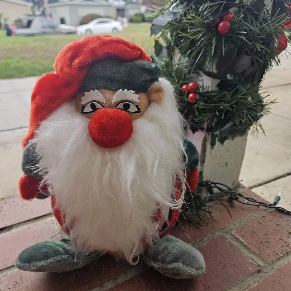 Kamar Japan Christmas Santa Claus Gnome Door Greeter Plush 1970s Vintage